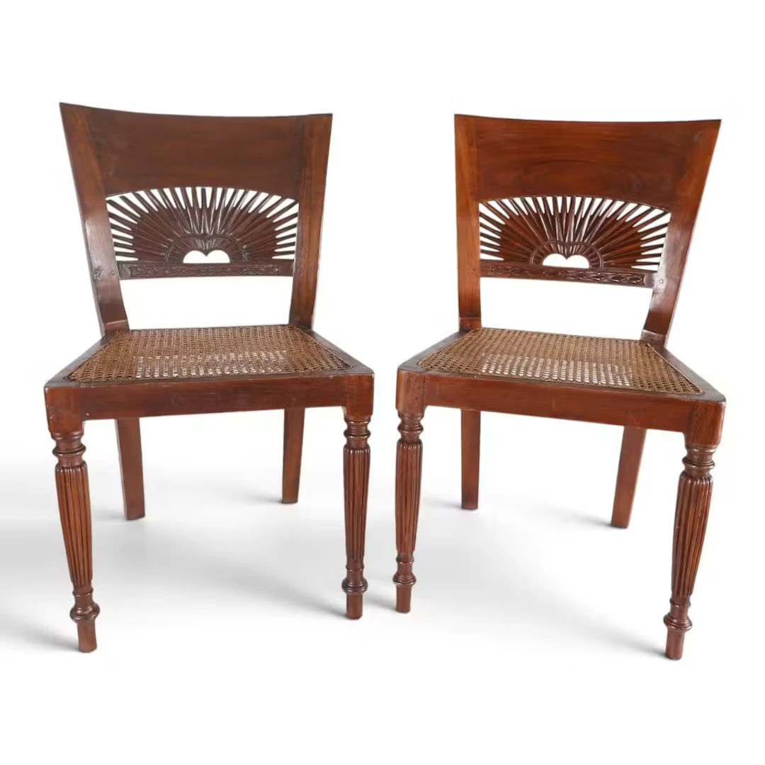Lot 202: Pair Bauer Mahogany and Cane Side Chairs