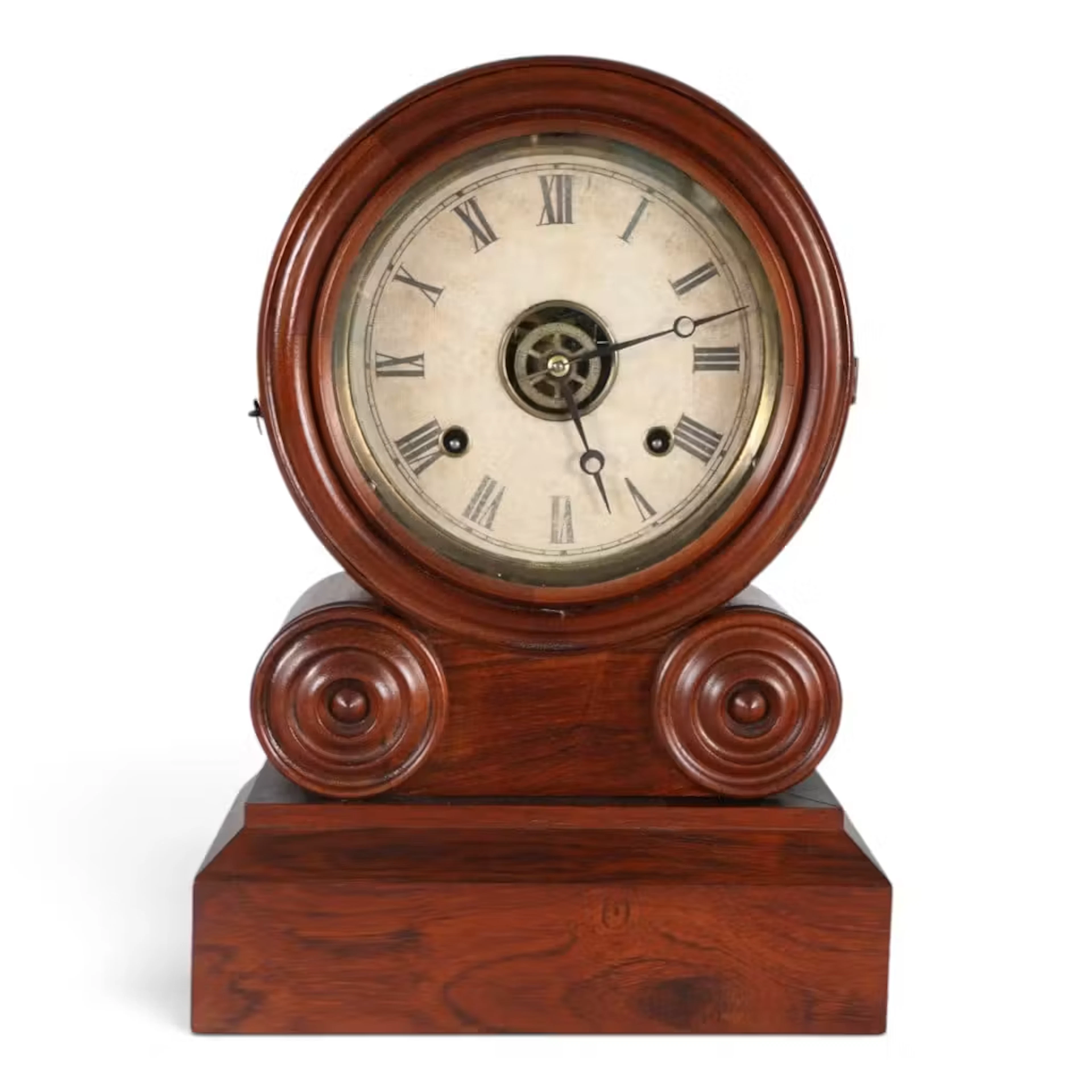 Lot 277: Ingraham Rosewood Grecian Mantel Clock
