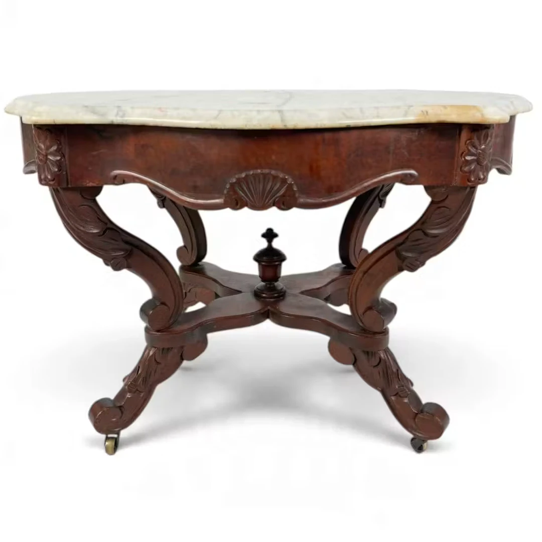 Lot 183: Rococo Revival Mahogany Marble-Top Table