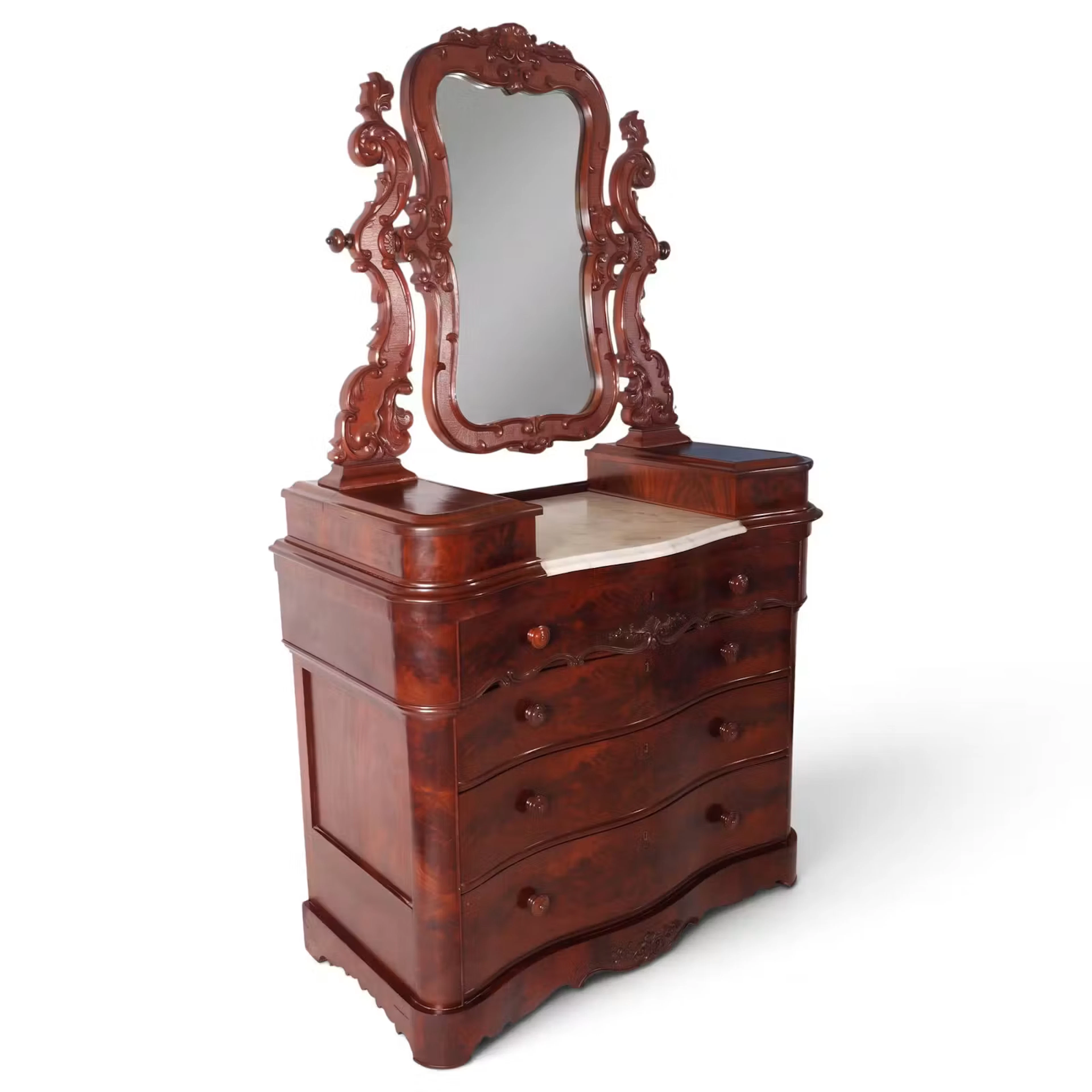 Lot 91: Rococo Mahogany & Marble Dressing Bureau
