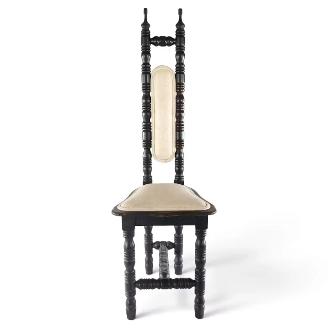 Lot 274: Ebonized Spindle-Turned Tall-Back Chair