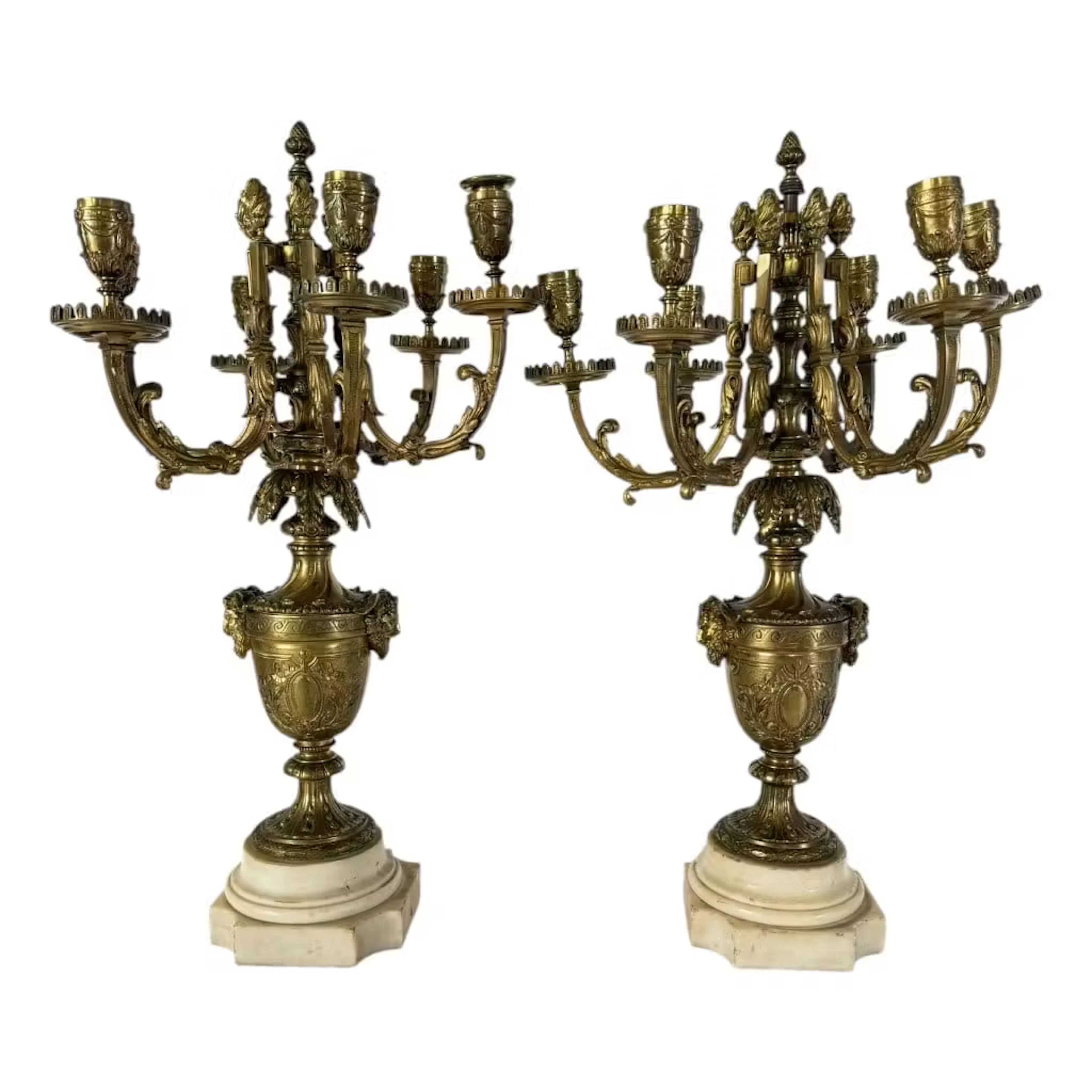 Lot 4: Pair French Napoleon III Gilt Candelabra