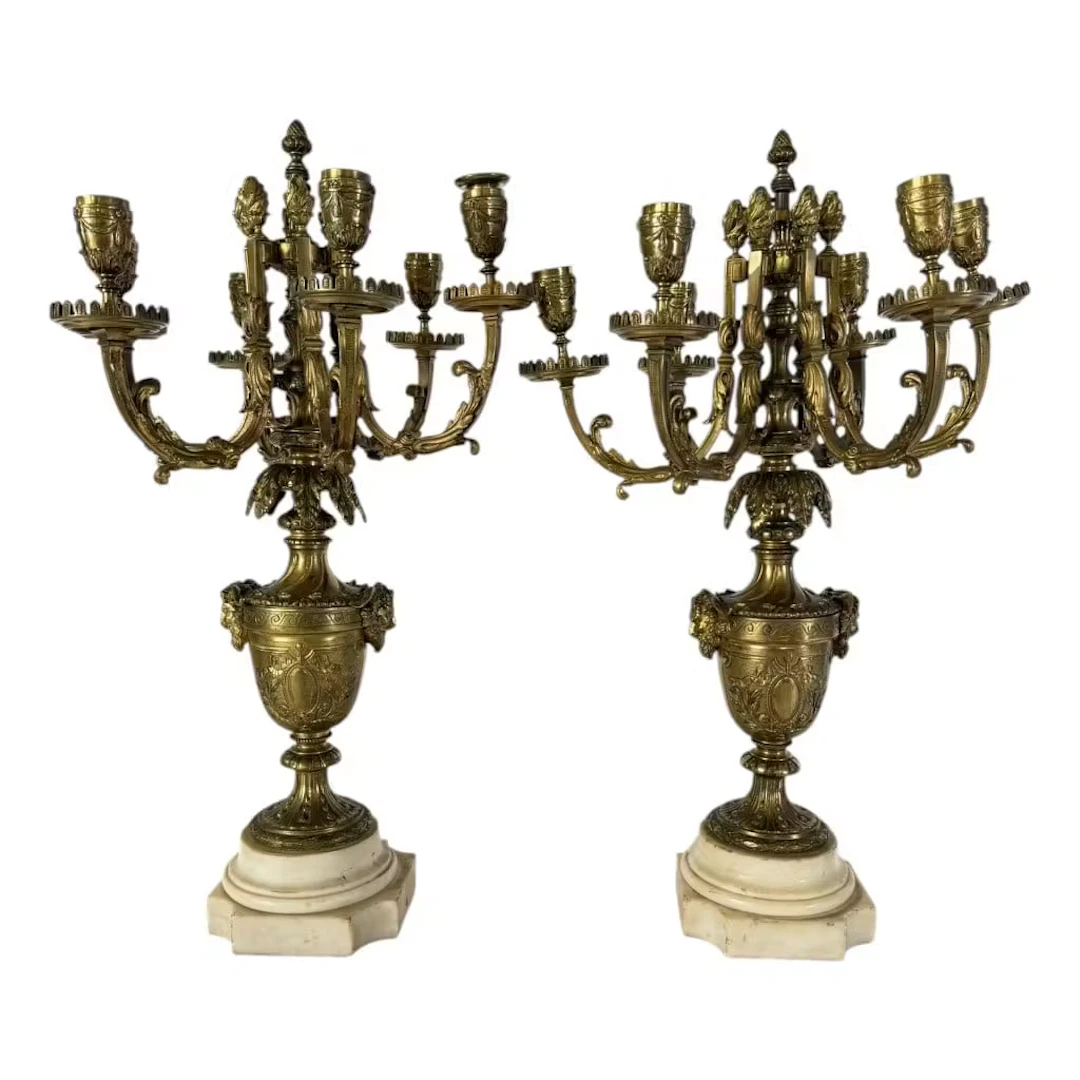 Lot 4: Pair French Napoleon III Gilt Candelabra