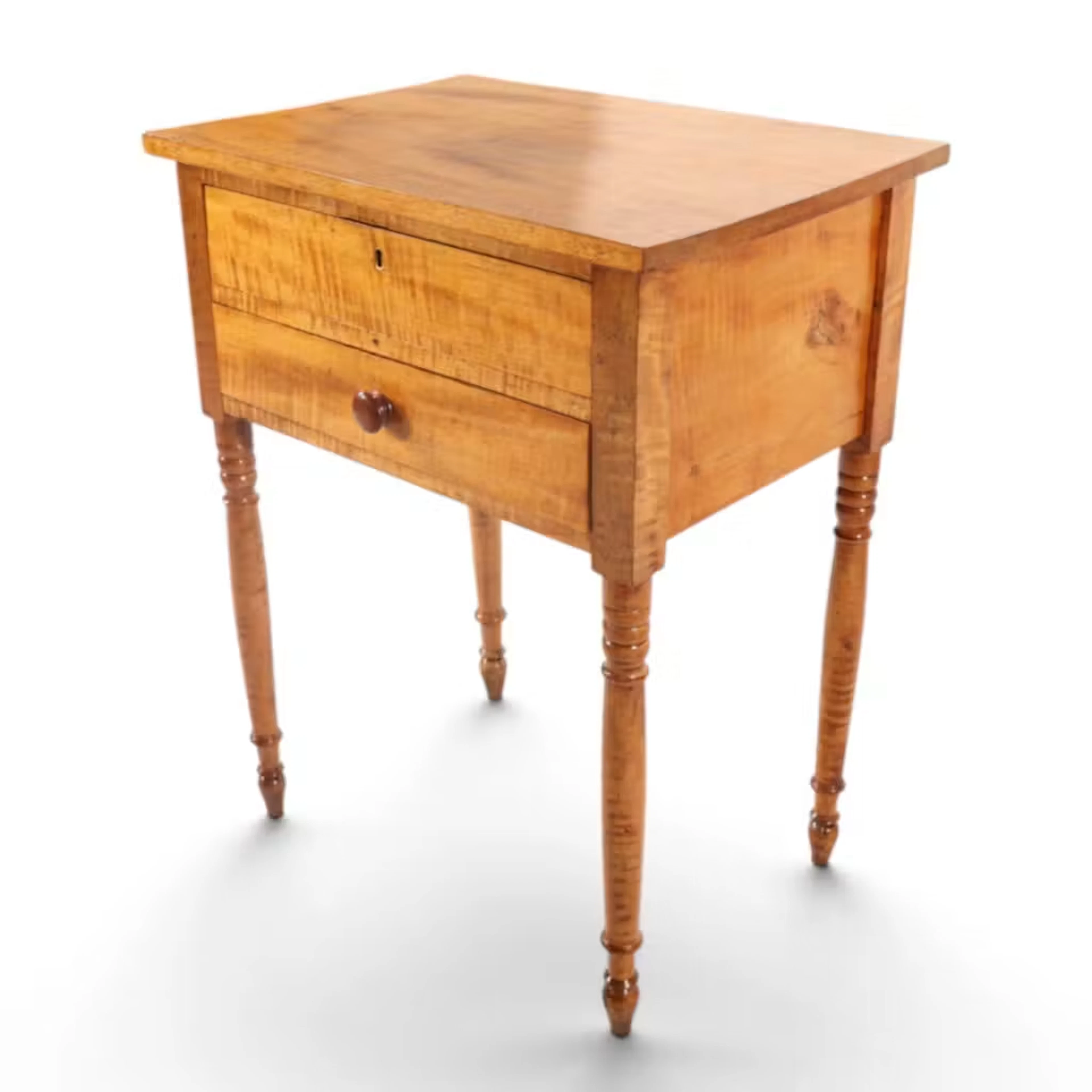 Lot 116: American Sheraton Tiger Maple Work Table