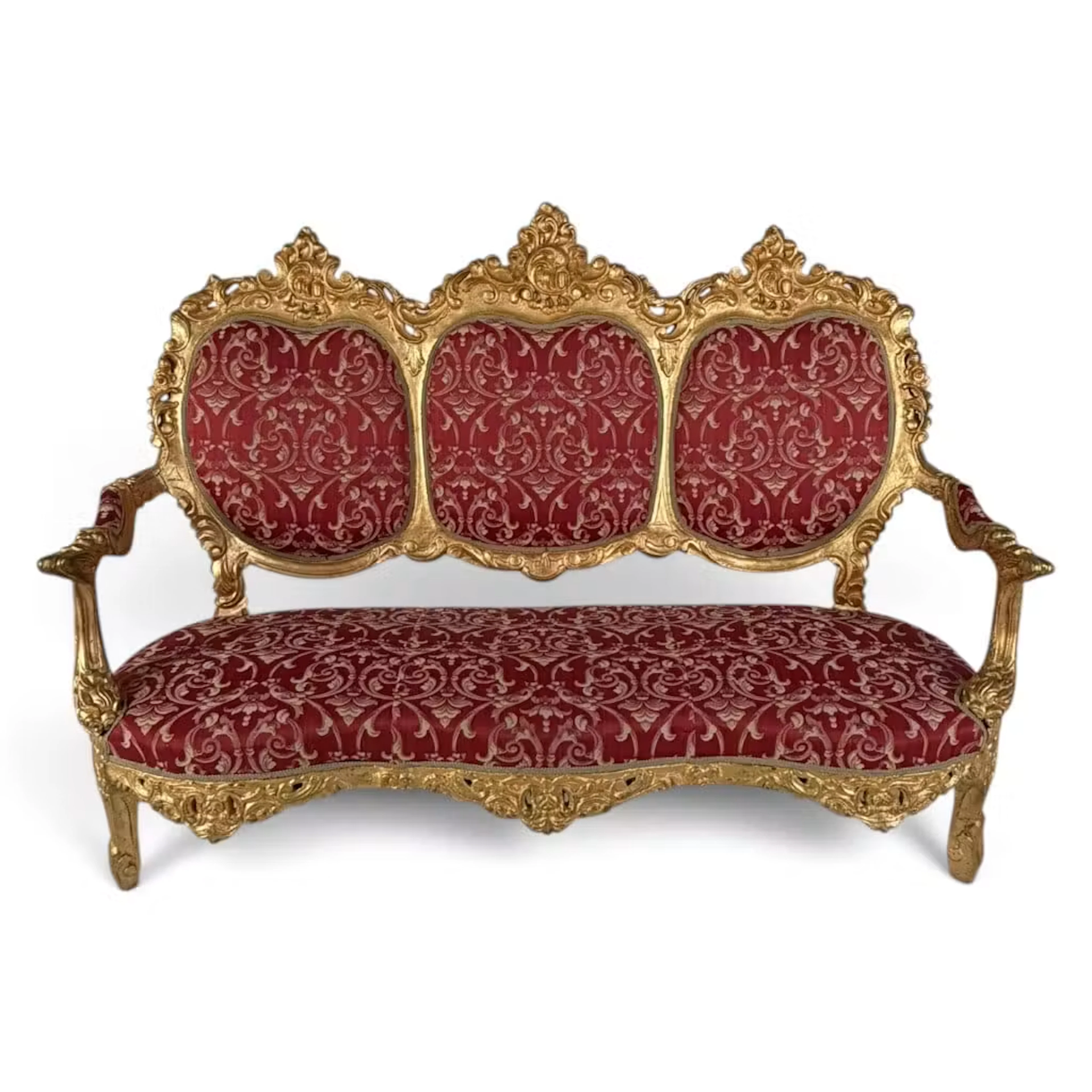 Lot 134: Italian Giltwood Triple-Back Settee