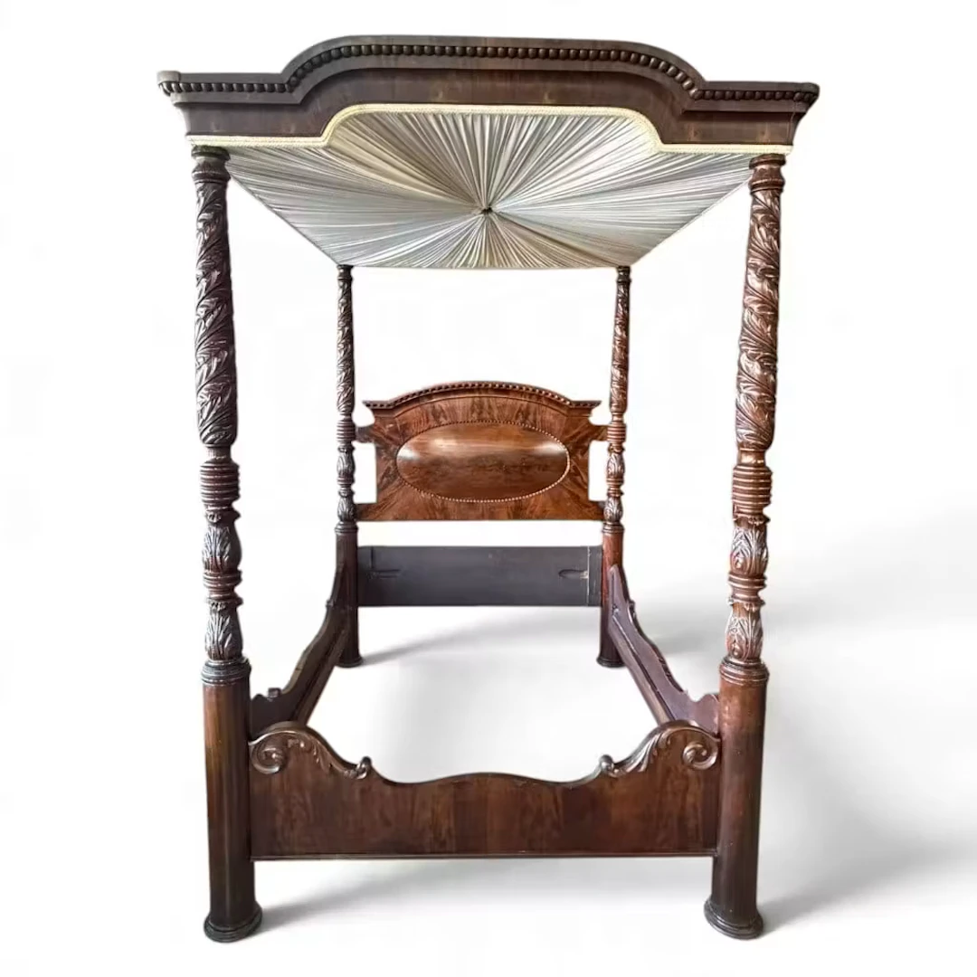 Lot 90: Acanthus-Carved Mahogany Full Tester Bed
