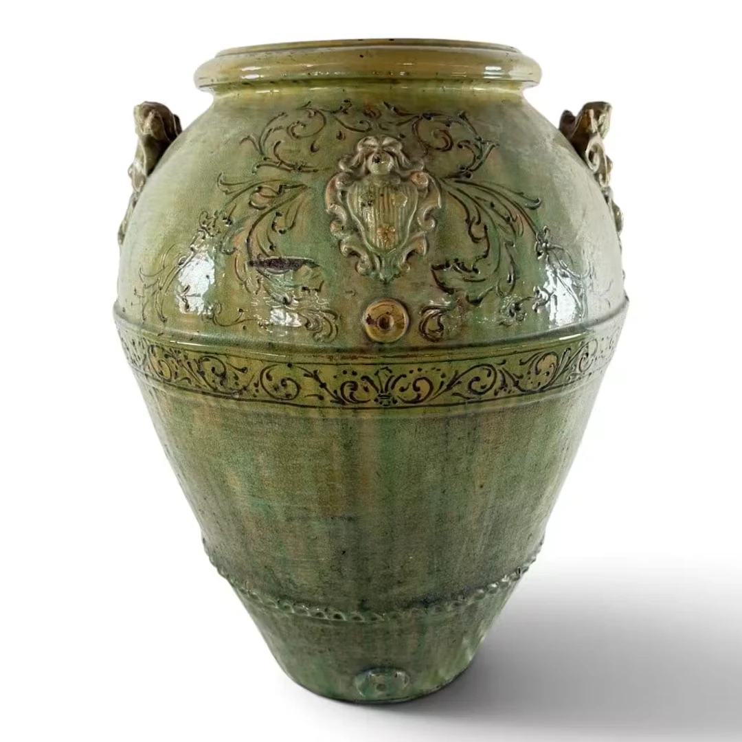 Lot 263: Large Green-Glazed Pottery Vase