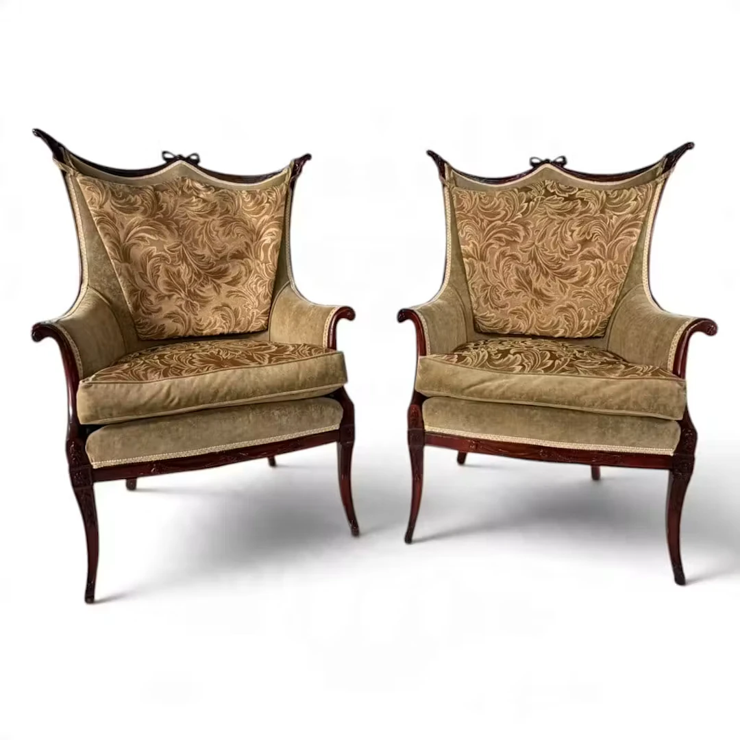 Lot 223: Pair Mahogany Urn-Back Armchairs