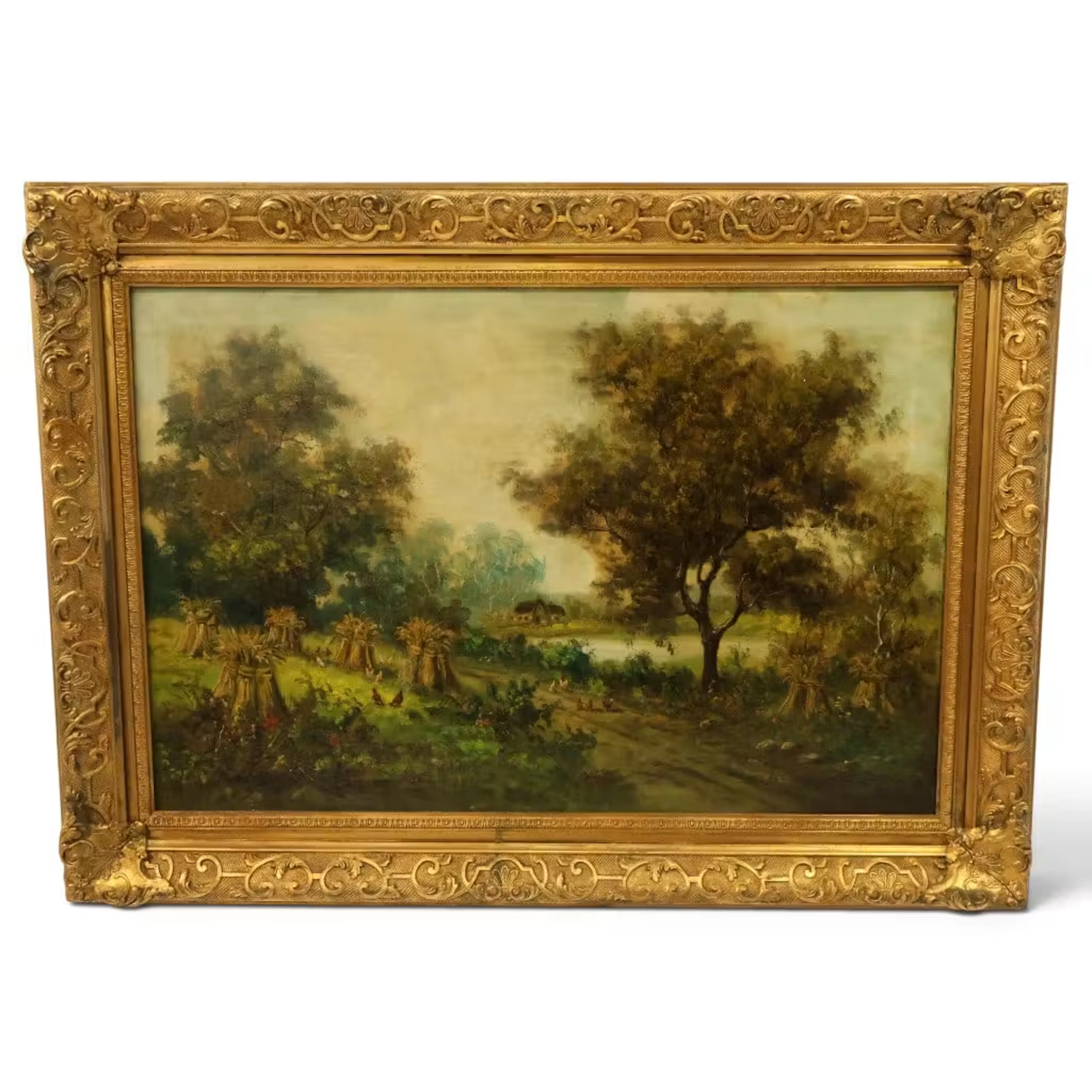 Lot 61: Signed Rural Landscape with Poultry