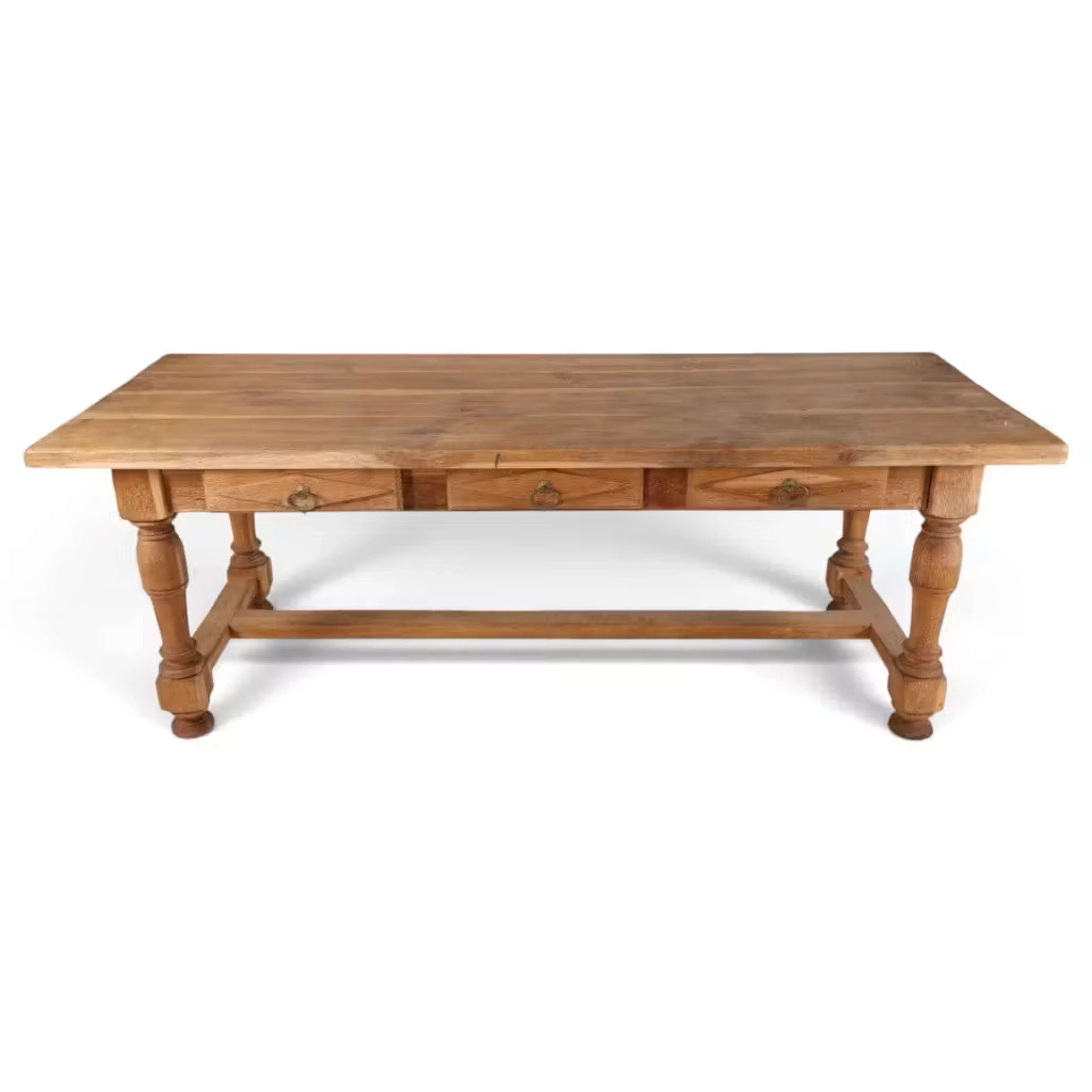 Lot 100: Large Oak 3-Drawer Writing Table