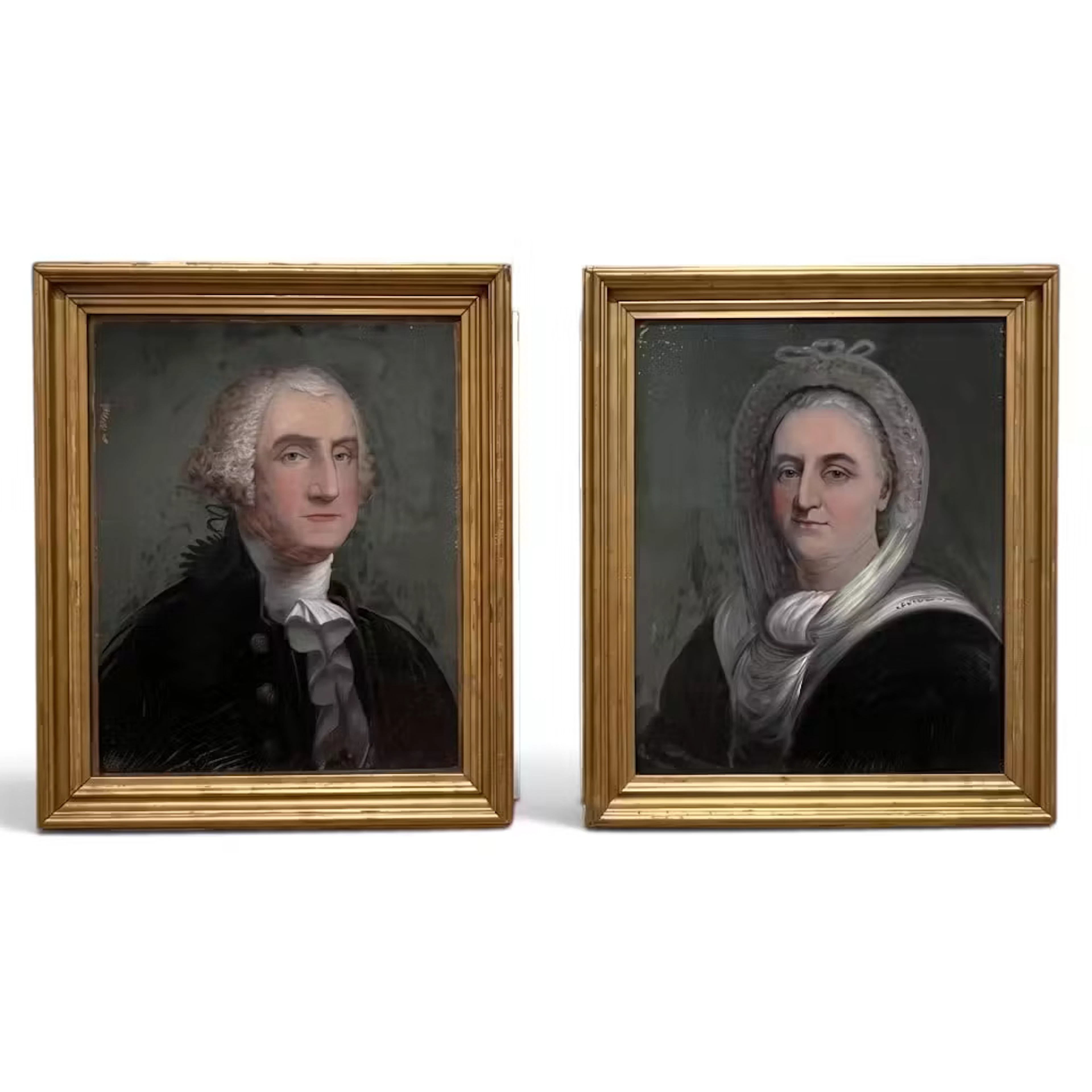 Lot 83: George & Martha Washington Reverse Portraits