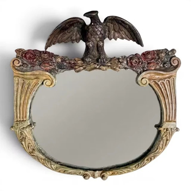 Lot 24A: Gilt & Polychrome Eagle Cornucopia Mirror
