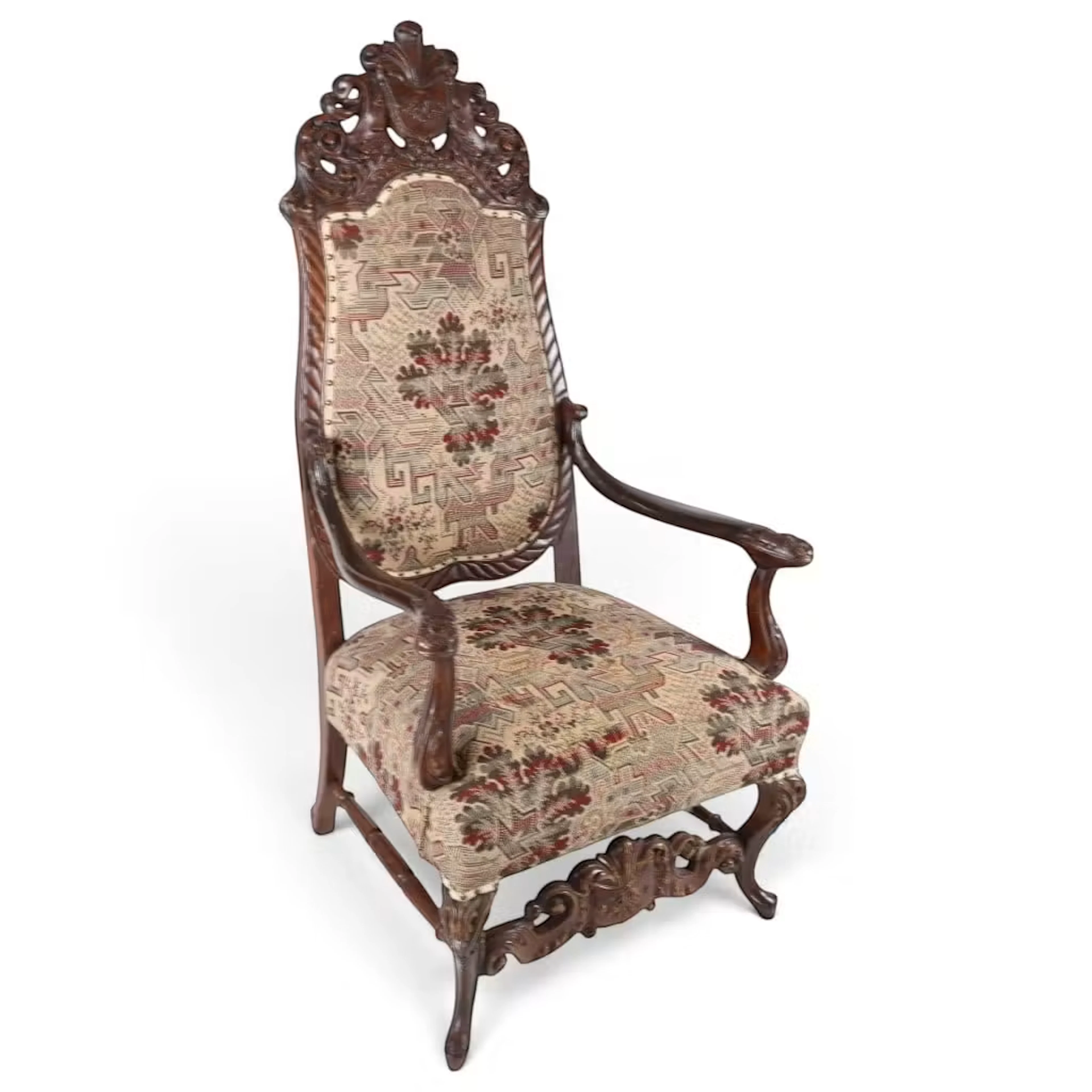 Lot 200: Renaissance Revival Walnut Great Chair