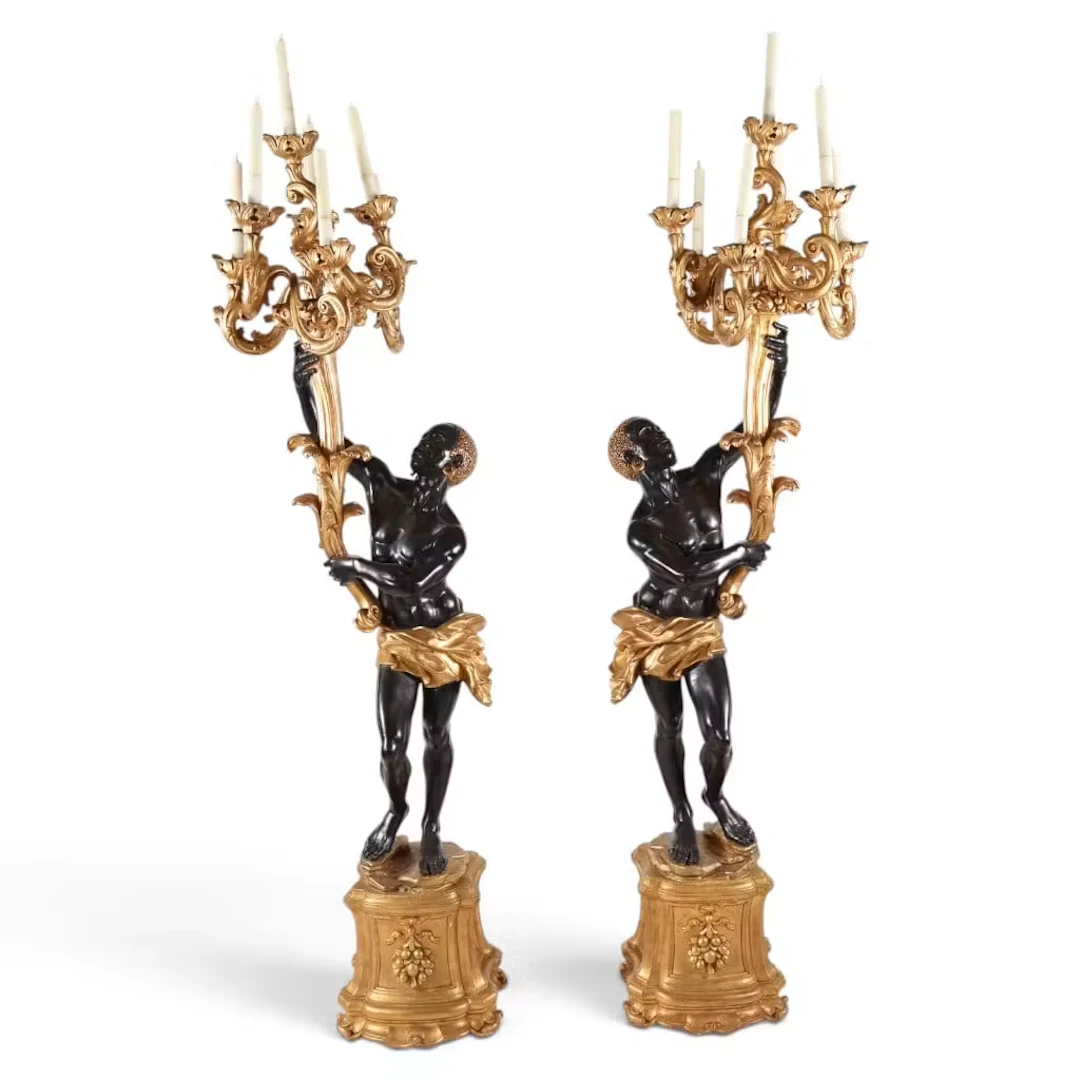 Lot 57: Pair Monumental Blackamoor Torcheres