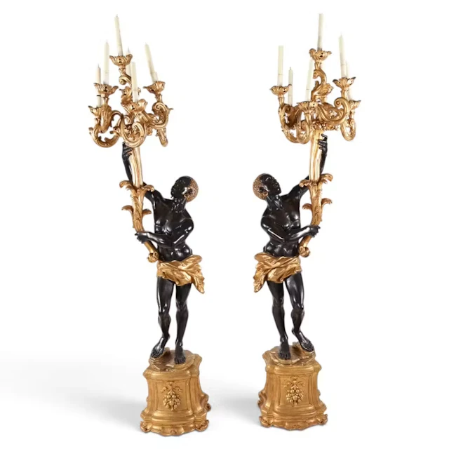 Lot 57: Pair Monumental Blackamoor Torcheres