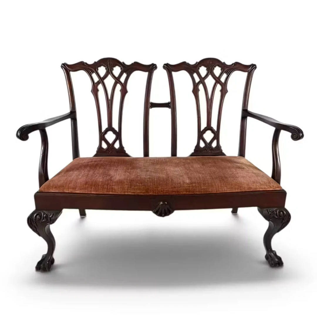 Lot 207: Chippendale Revival Chair-Back Settee