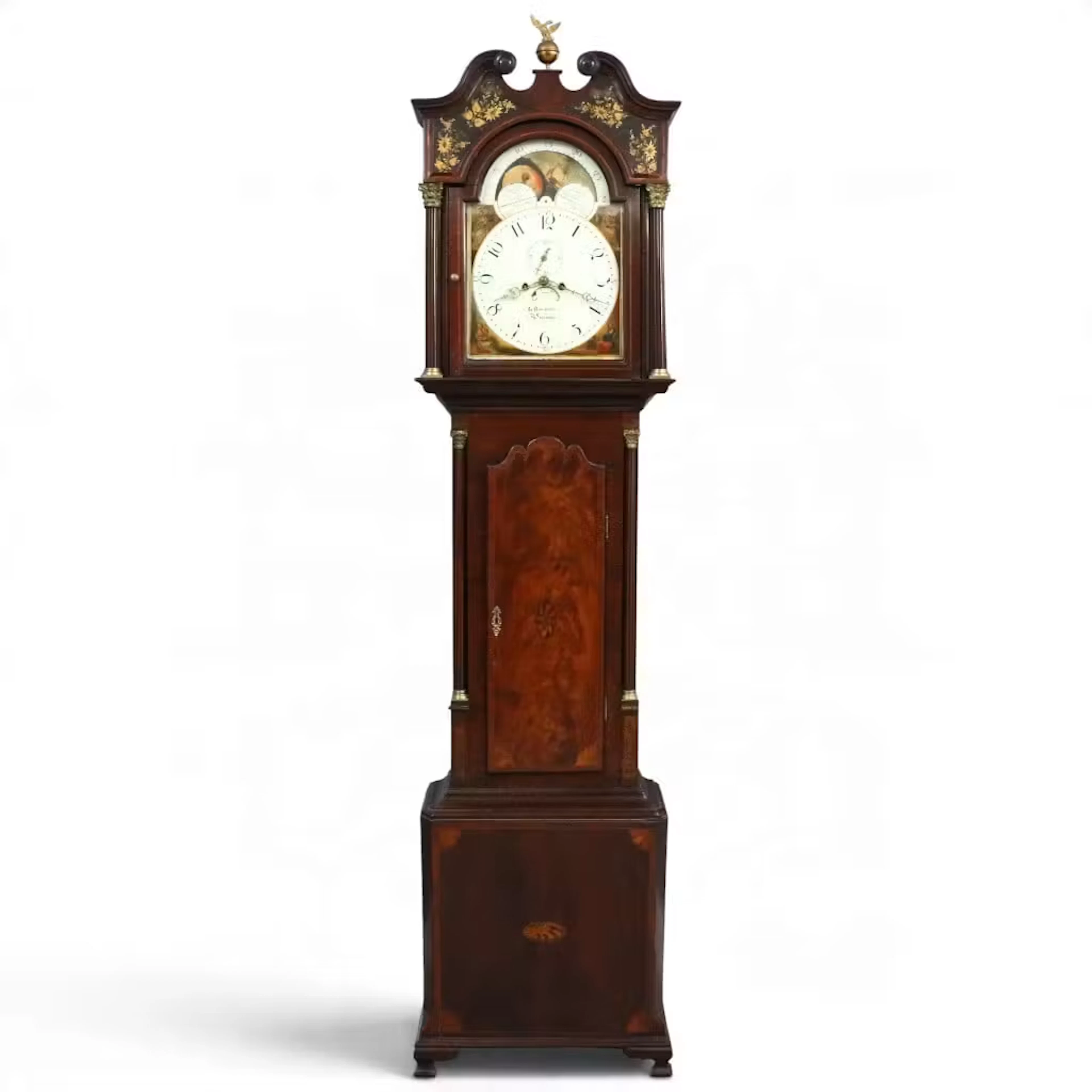 Lot 76: English Inlaid Mahogany Moonphase Clock