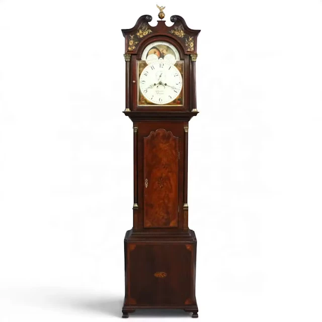 Lot 76: English Inlaid Mahogany Moonphase Clock