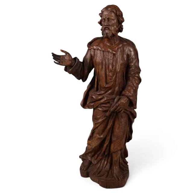 Lot 32: Carved Wood Figure of a Saint or Apostle