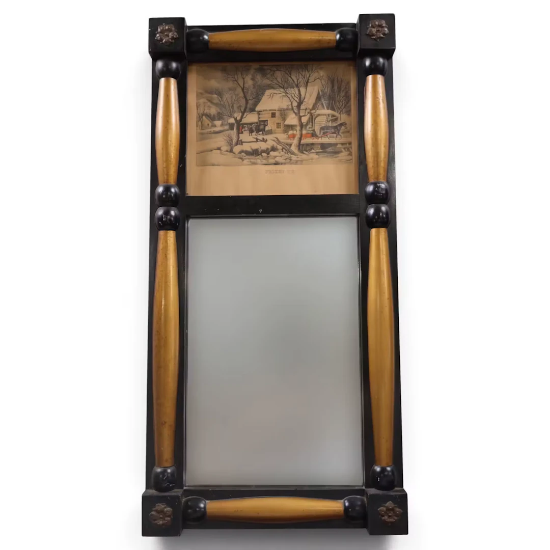 Lot 295: Federal-Style Mirror with Frozen Up Print