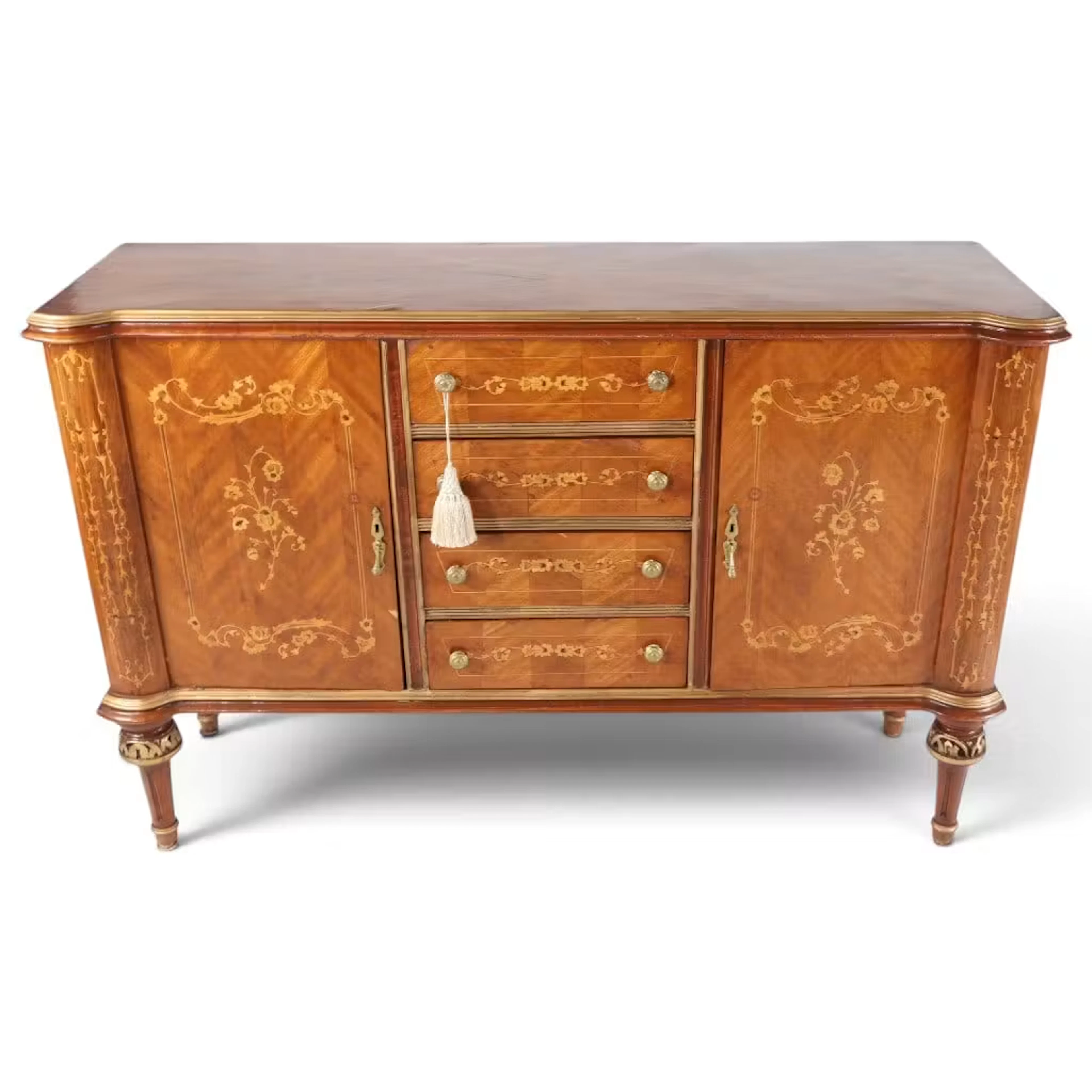 Lot 101: French Floral Marquetry Side Cabinet