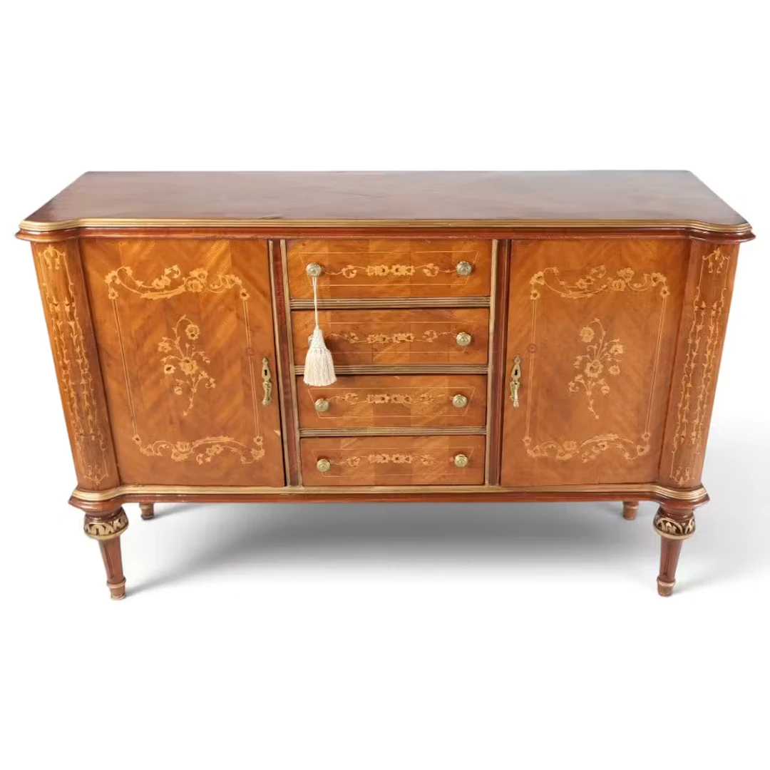 Lot 101: French Floral Marquetry Side Cabinet