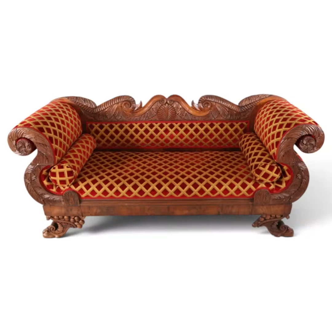 Lot 108: Classical Carved Mahogany Sofa