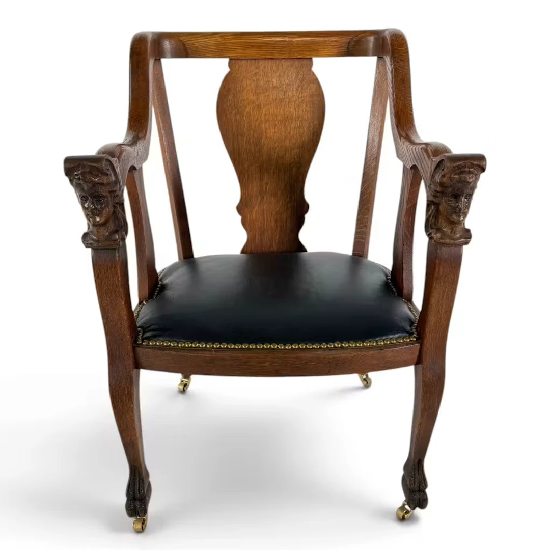 Lot 261: Horner-Style Carved Oak Armchair
