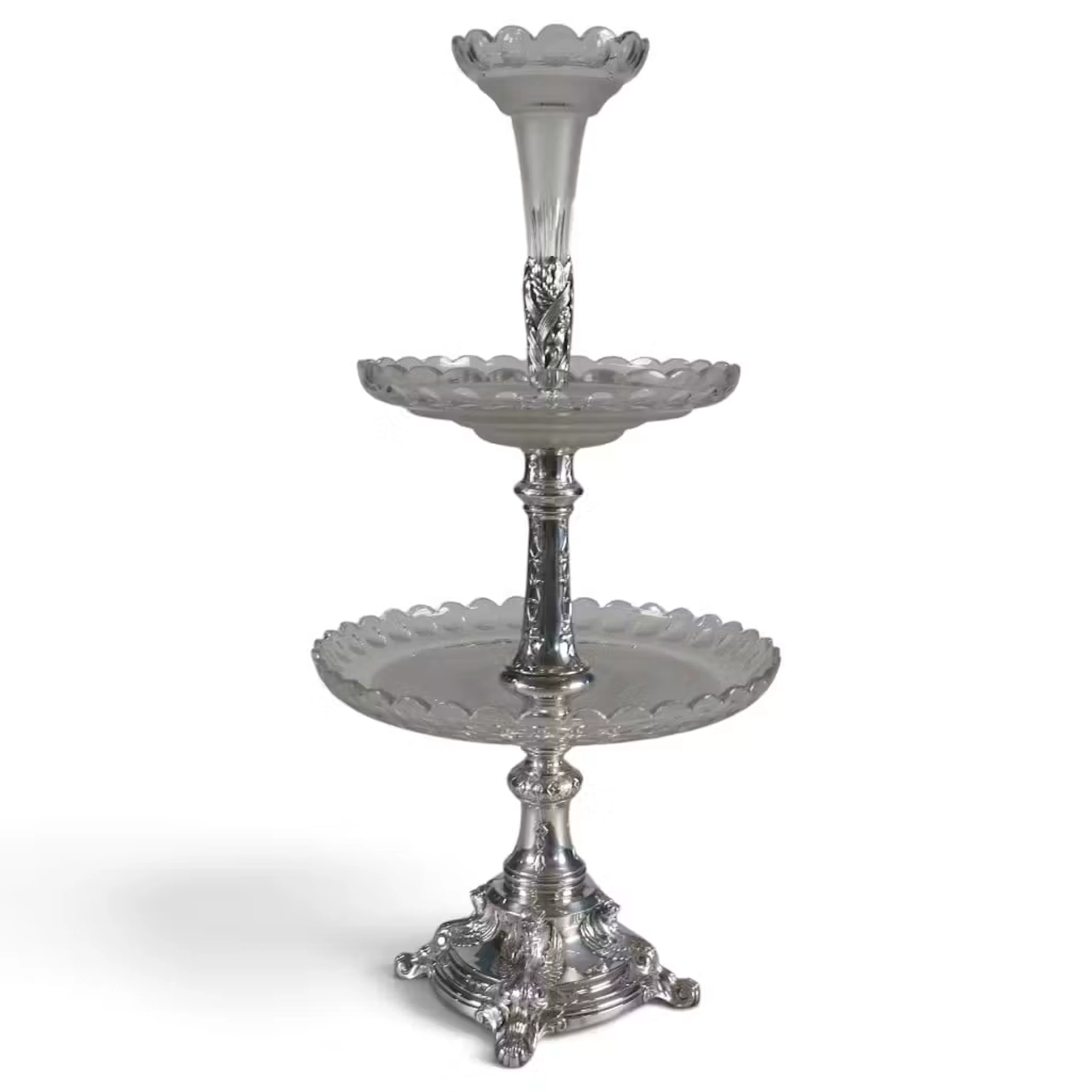 Lot 35: Alex Katsch Silverplate & Glass Dessert Stand
