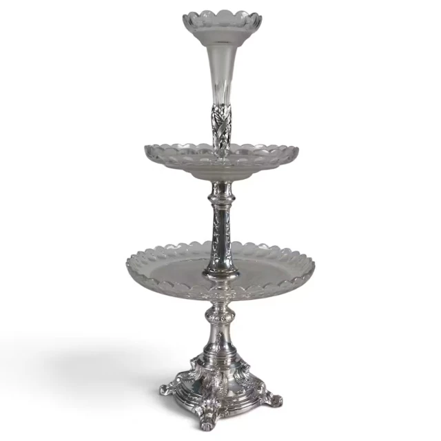 Lot 35: Alex Katsch Silverplate & Glass Dessert Stand