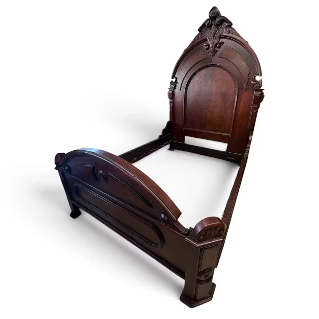 Lot 122A: Renaissance Revival Walnut High-Back Bed