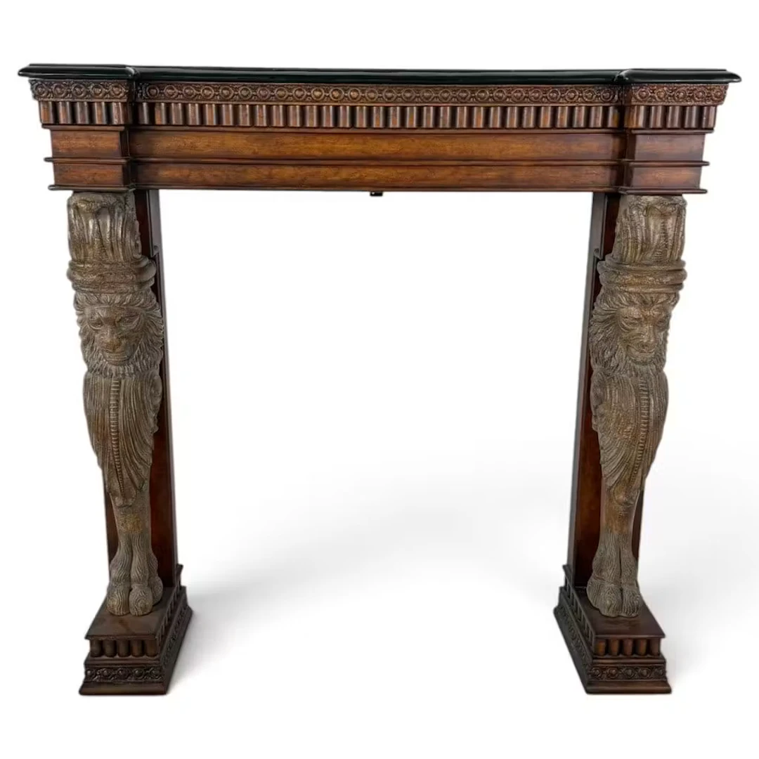 Lot 125A: Lion-Support Faux-Marble Fireplace Mantel
