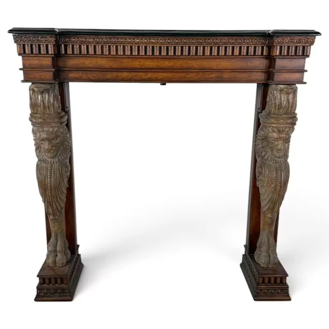 Lot 125A: Lion-Support Faux-Marble Fireplace Mantel