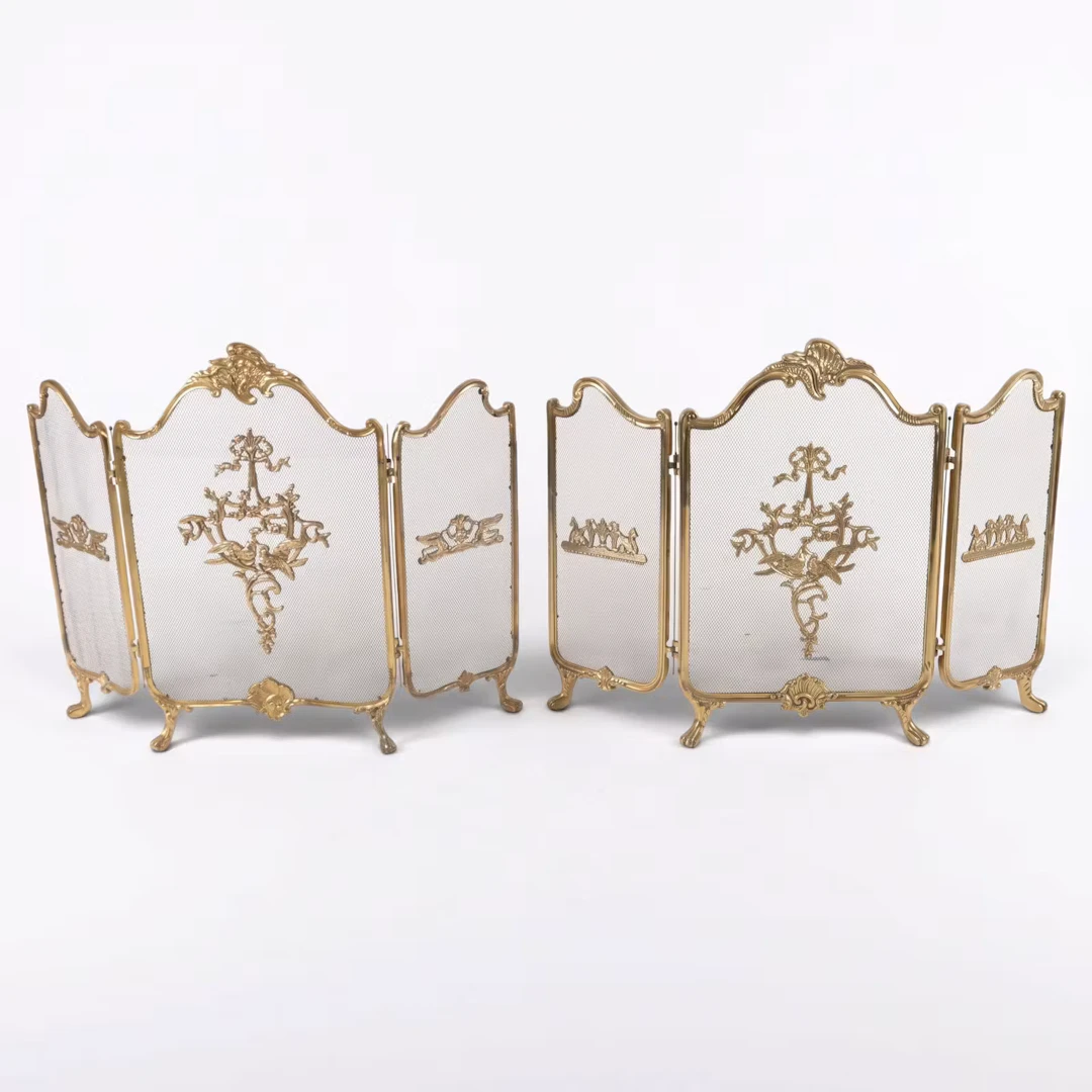 Lot 196: Pair French Style Brass Fire Screens