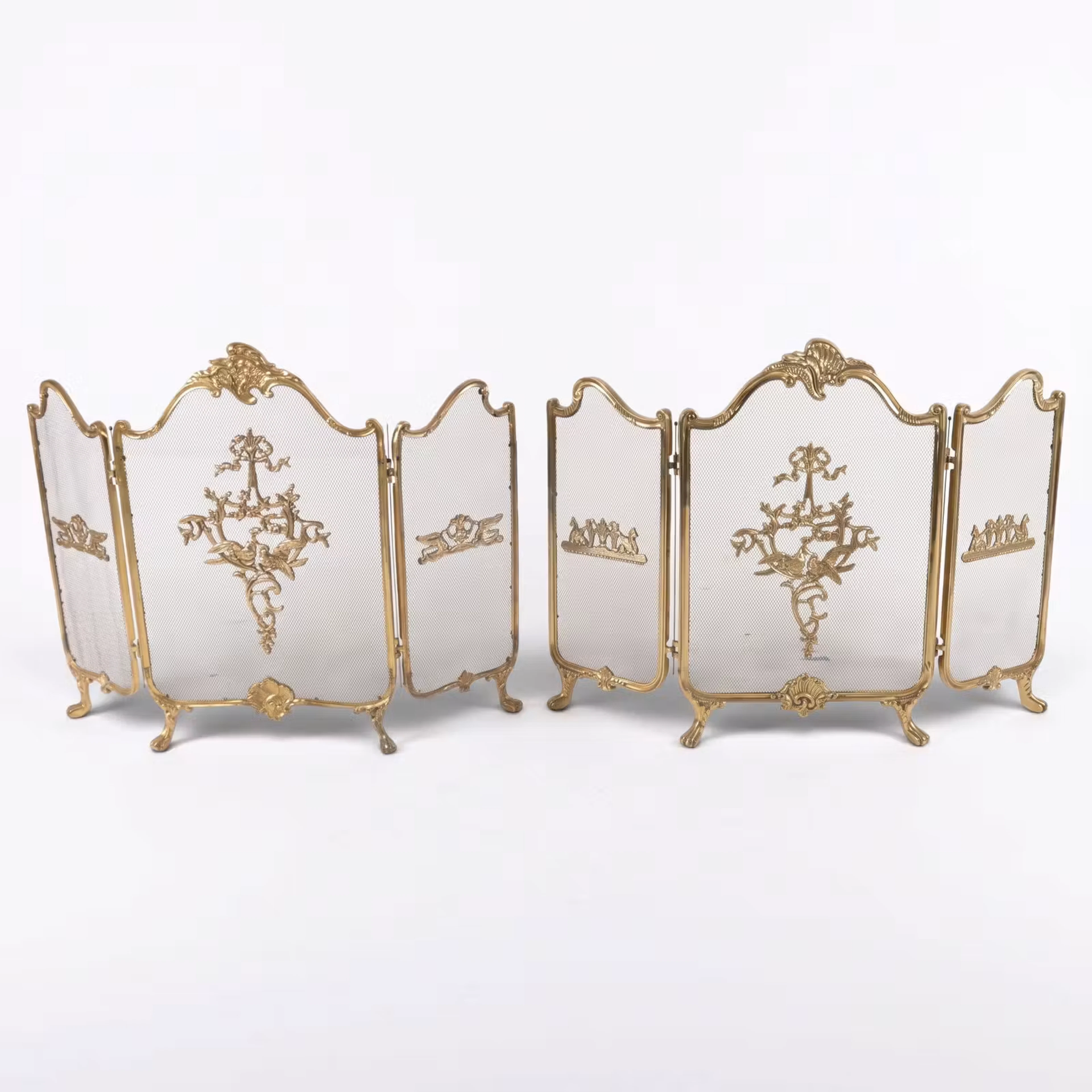 Lot 196: Pair French Style Brass Fire Screens