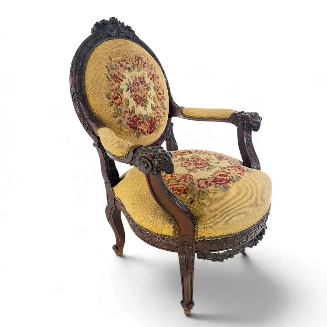 Lot 135A: French Carved Ram's-Head Armchair