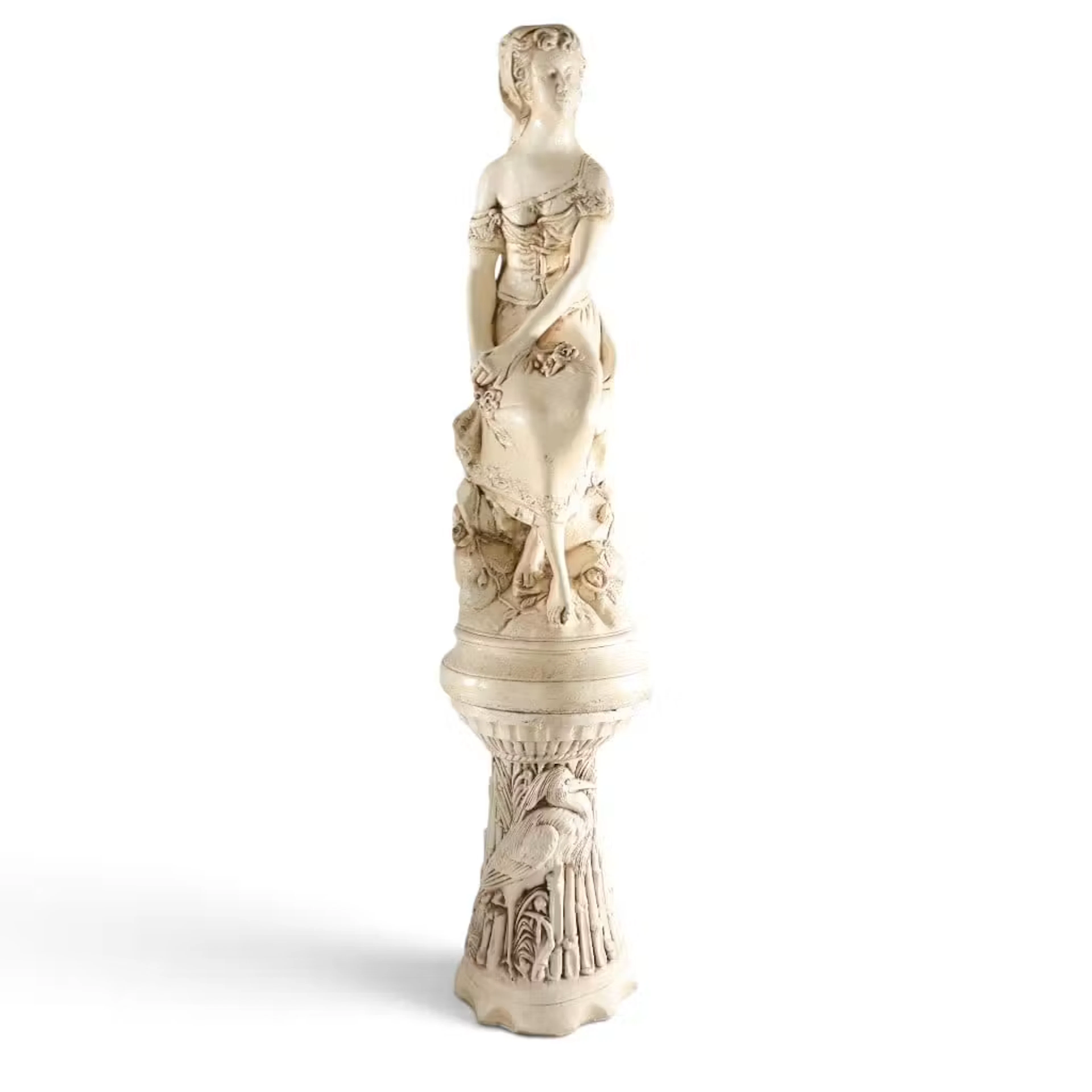 Lot 265: Mexican Ceramic Maiden & Heron Pedestal