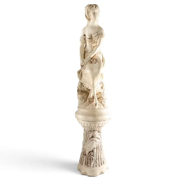 Lot 265: Mexican Ceramic Maiden & Heron Pedestal