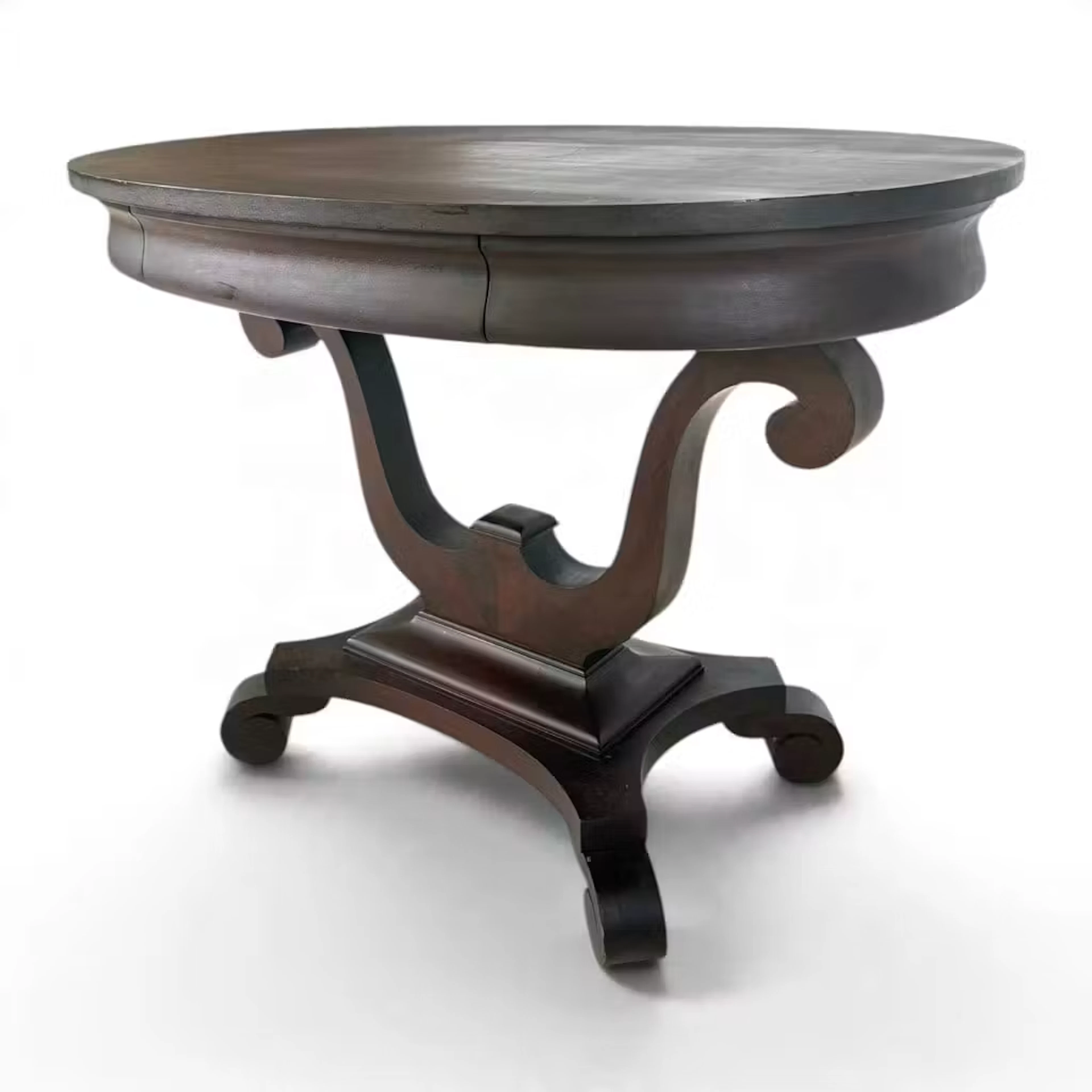 Lot 273: Classical Mahogany Scroll-Base Center Table