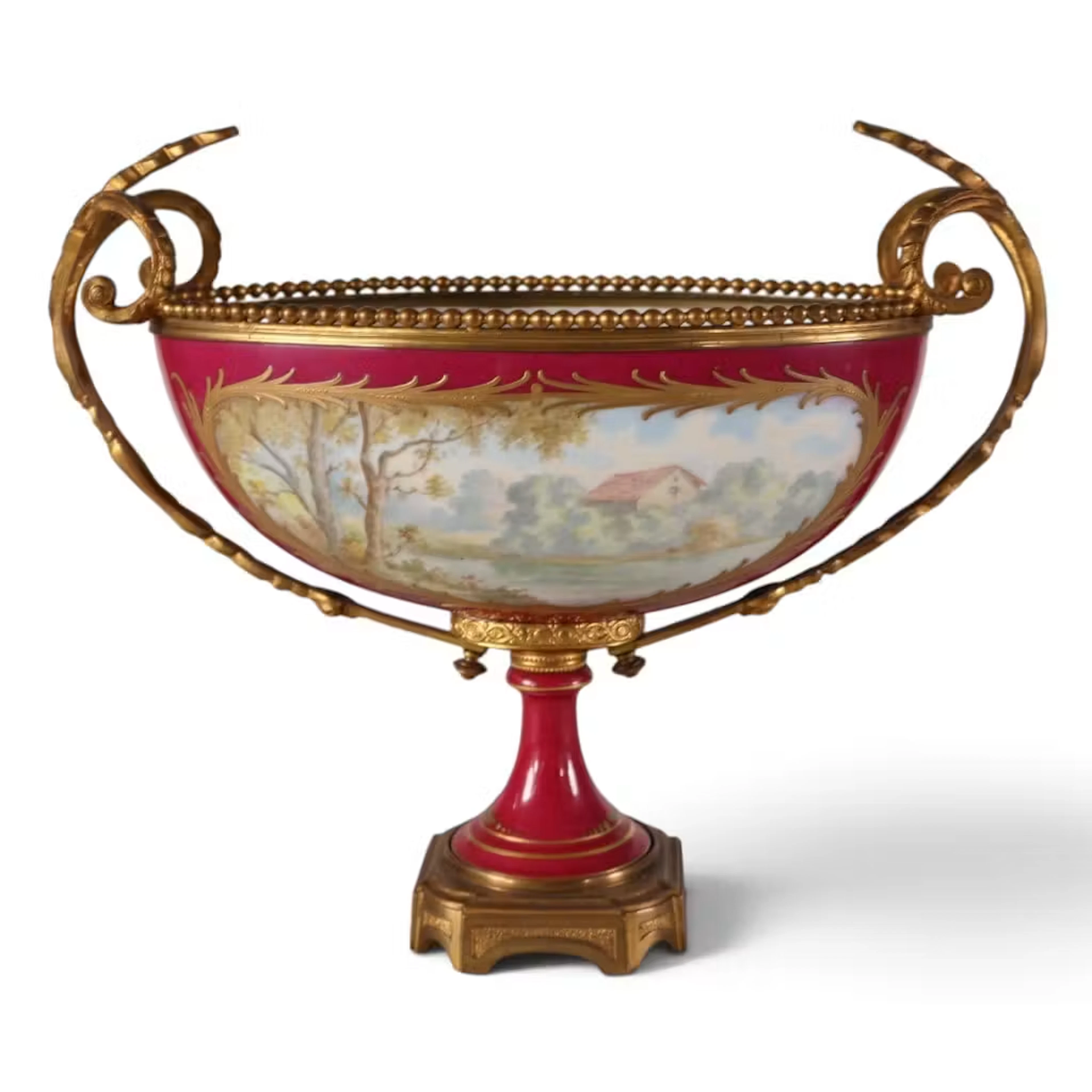 Lot 38: French Sevres-Style Porcelain Centerpiece