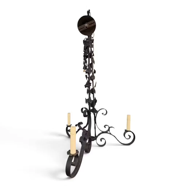 Lot 283: Gothic Iron Chandelier with Ivy Leaves