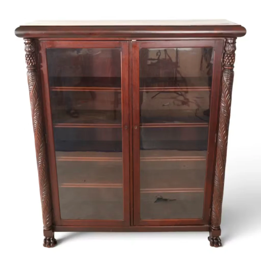 Lot 128: Acanthus-Carved Mahogany Paw-Foot Bookcase