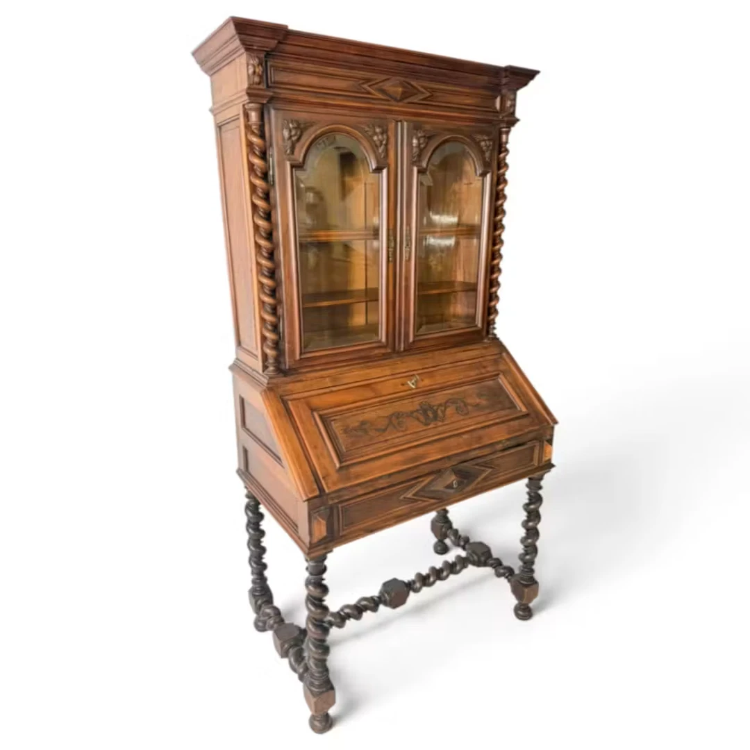 Lot 209: French Walnut Secretary Bookcase