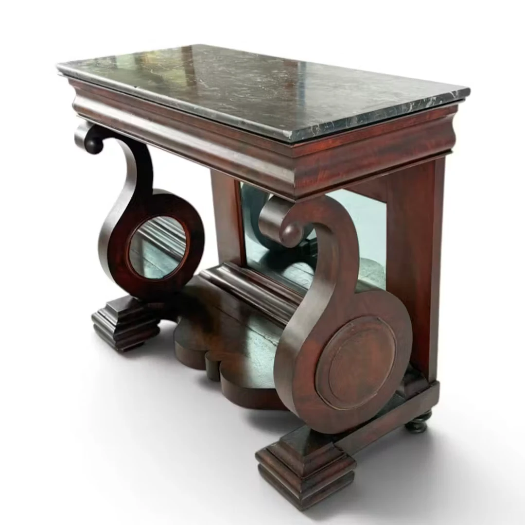 Lot 73: Classical Mahogany & Marble Pier Table
