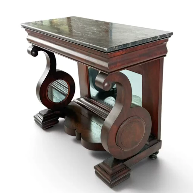 Lot 73: Classical Mahogany & Marble Pier Table