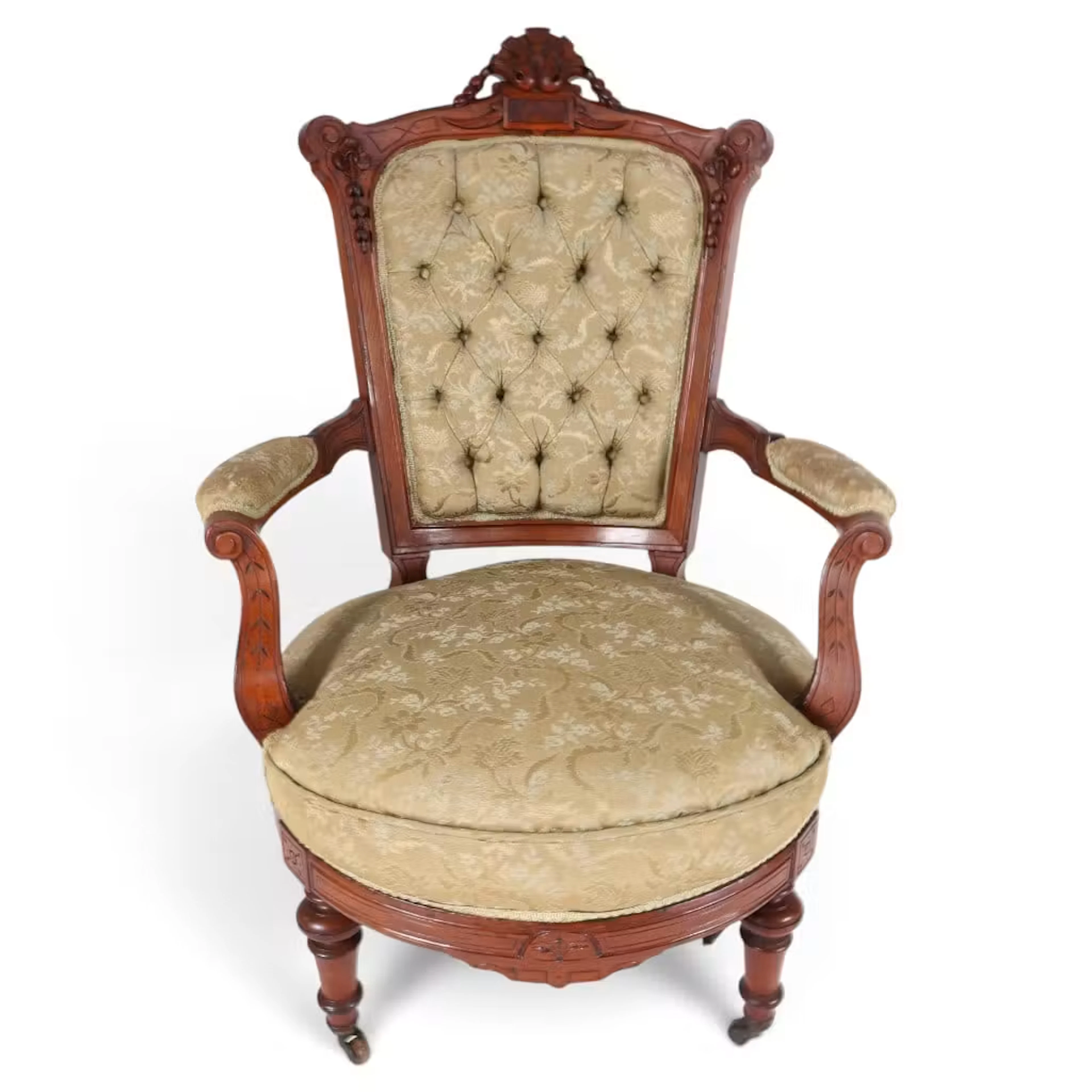 Lot 230: Victorian Carved Parlor Armchair