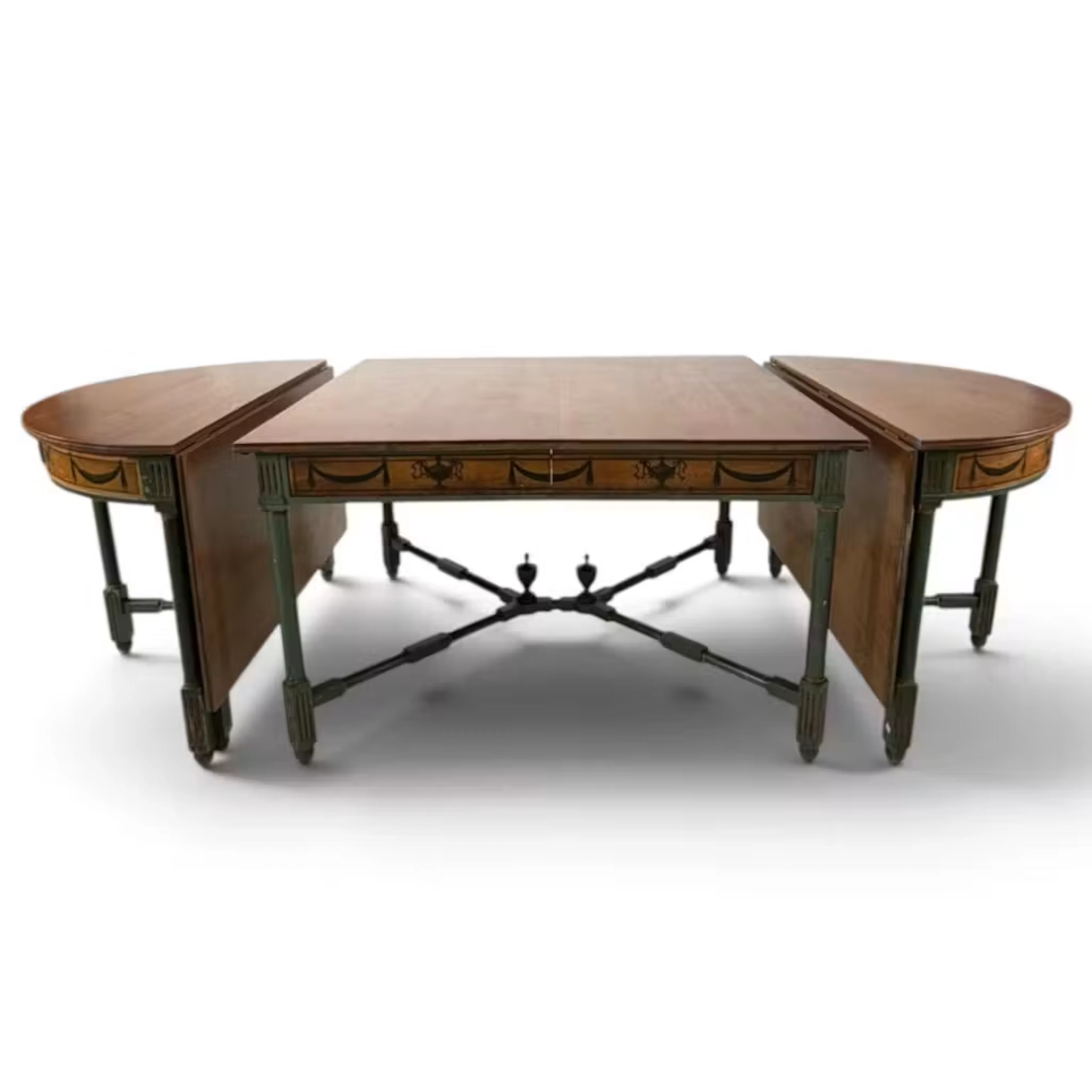 Lot 94: Neoclassical Painted 3-Part Dining Table