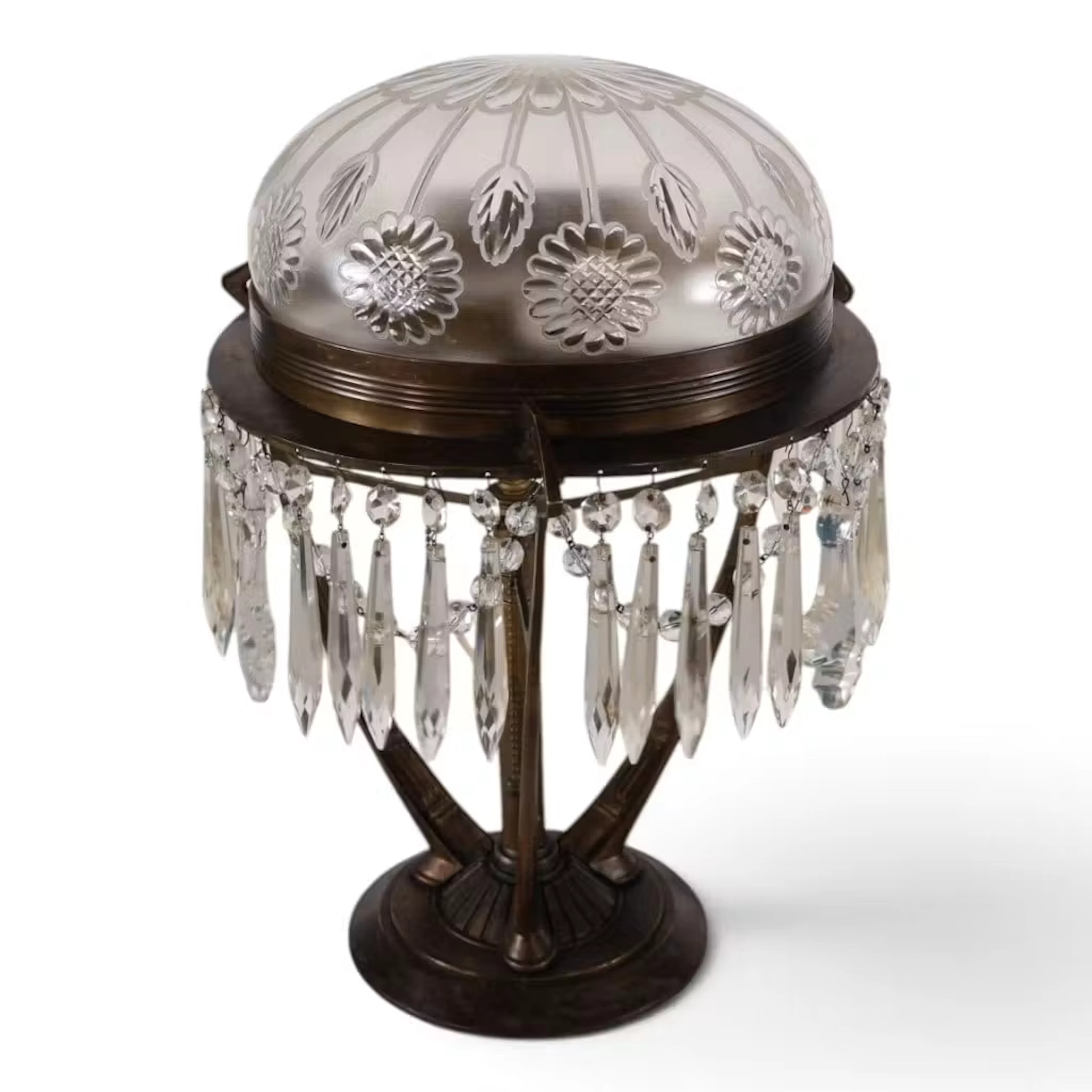 Lot 19: Art Nouveau-Style Cut-Glass Prism Lamp