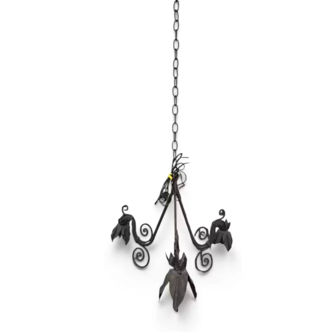 Lot 284: Gothic Revival Foliate Iron Chandelier