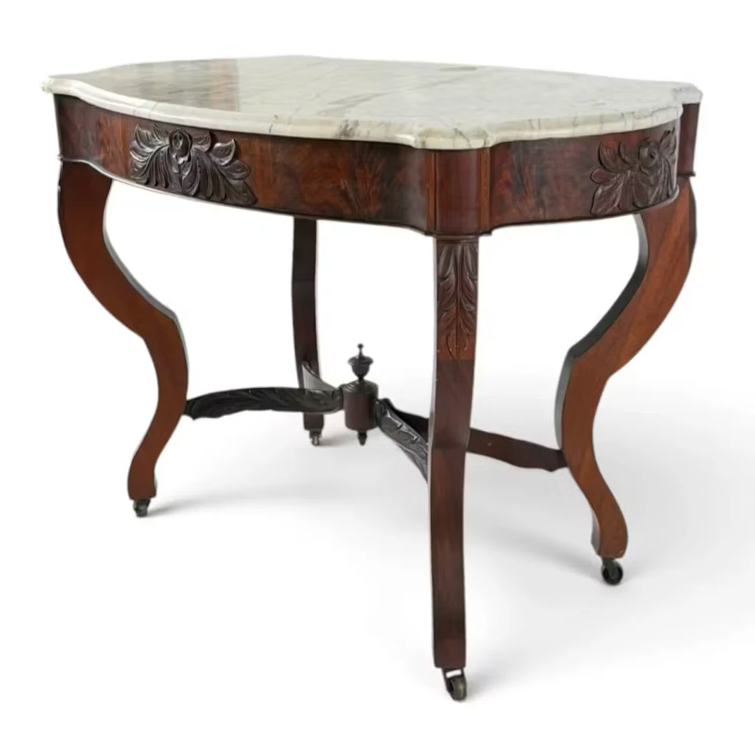 Lot 182: Victorian White Marble-Top Parlor Table